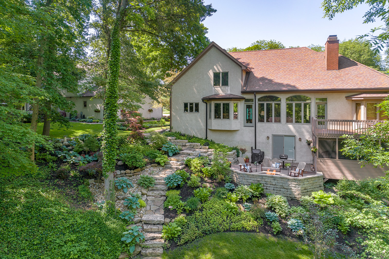Plantings, Walkway, Patio & Firepit
